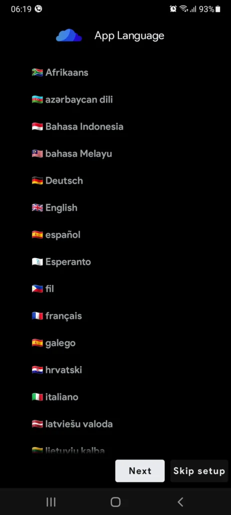 CloudStream app language selection