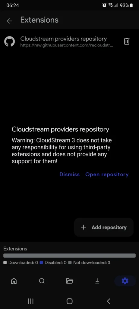 Open repository in CloudStream